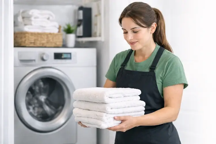 professional airbnb cleaning service changing linens