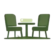 Green table and two chairs