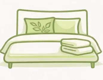 Simple green-themed bed with pillows
