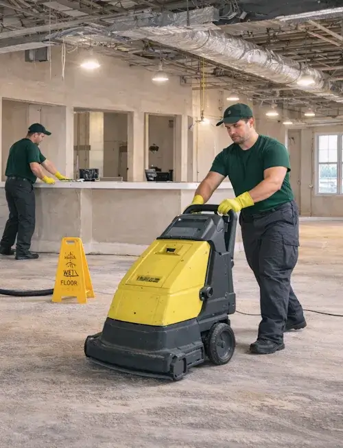 post renovation cleaning removing debris and dust